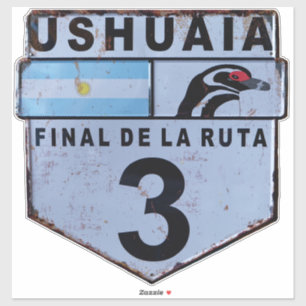 Ruta 3 Ushuaia Patagonia verkeersbord Sticker