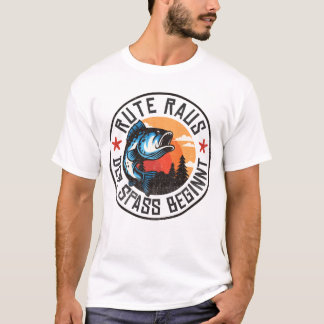 Rute raus der Spass start Angler Angeln Fischer T-shirt