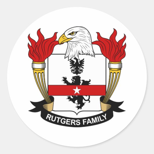 Rutgers Family Crest Ronde Sticker (Voorkant)