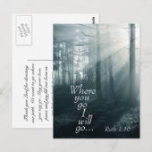 Ruth 1:16 Waar gij heengaat, zal Ik naar de gewoon Briefkaart (Voorkant / Achterkant)