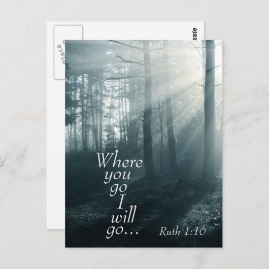 Ruth 1:16 Waar gij heengaat, zal Ik naar de gewoon Briefkaart (Voorkant / Achterkant)