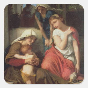 Ruth and Naomi, 1859 (olie op canvas) Vierkante Sticker