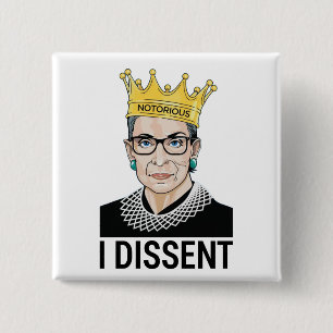 Ruth Bader Ginsburg, beruchte RBG, ik ben het daar Vierkante Button 5,1 Cm