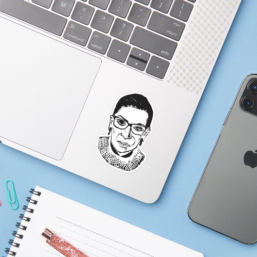 Ruth Bader Ginsburg, beruchte RBG Sticker (Laptop met iPhone)