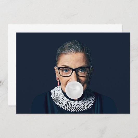 Ruth Bader Ginsburg Bgloeit White Bubble gom Kaart (Voorkant / Achterkant)