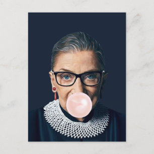 Ruth Bader Ginsburg Bgloing Pink Bubble gom Briefkaart