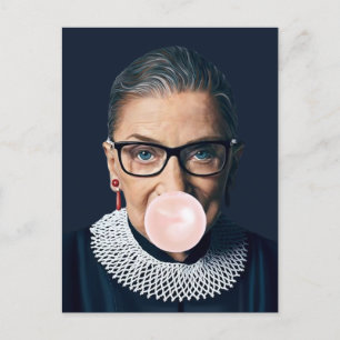 Ruth Bader Ginsburg Bgloing Pink Bubble gom Briefkaart