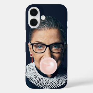 Ruth Bader Ginsburg Bgloing Pink Bubble gom iPhone 16 Hoesje