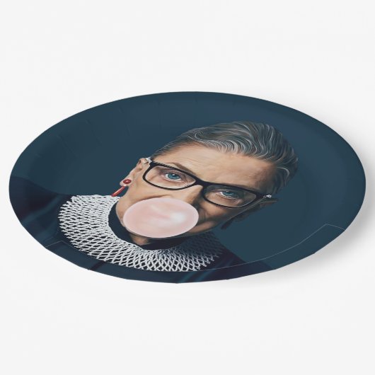 Ruth Bader Ginsburg Bgloing Pink Bubble gom Papieren Bordje (Gekanteld)