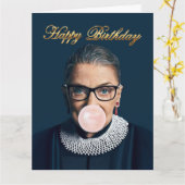 Ruth Bader Ginsburg Blaast Roze Bubble Gum Kaart (Gele Bloem)