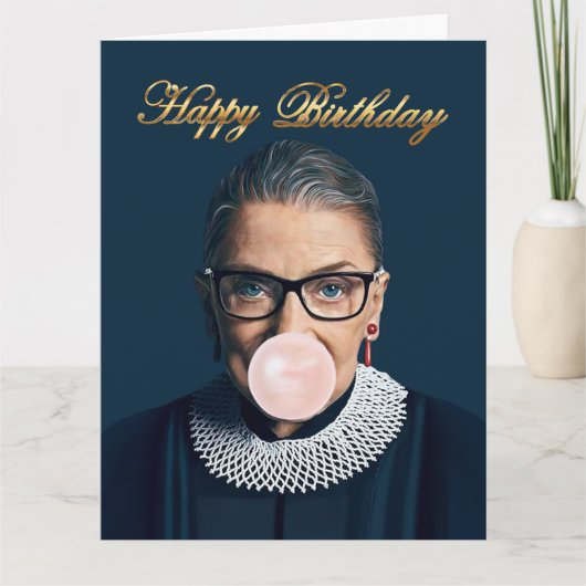 Ruth Bader Ginsburg Blaast Roze Bubble Gum Kaart (Voorkant)