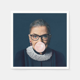 Ruth Bader Ginsburg Blaast Roze Bubble Gum Servet