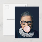 Ruth Bader Ginsburg Blaast Roze Kauwgom Briefkaart (Voorkant / Achterkant)