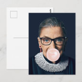 Ruth Bader Ginsburg Blaast Roze Kauwgom Briefkaart (Voorkant / Achterkant)