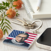 Ruth Bader Ginsburg en de vlag van de VS Sleutelhanger (Voorkant Rechts)