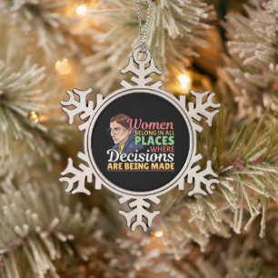 Ruth Bader Ginsburg Feministische Advocate Rechter Tin Sneeuwvlok Ornament