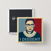 Ruth Bader Ginsburg I Dissent Pop-Art Vierkante Button 5,1 Cm (Voorkant /achterkant)