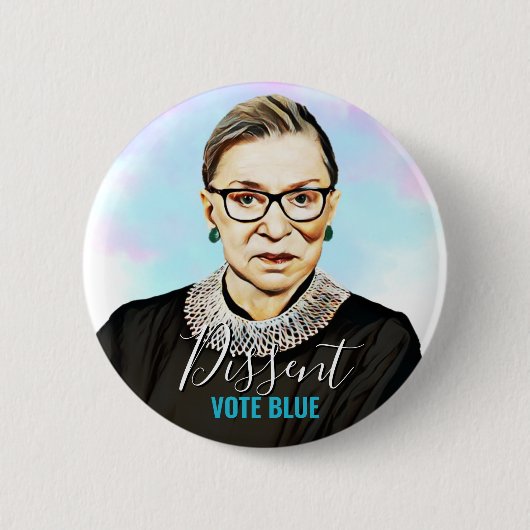 Ruth Bader Ginsburg I Dissent Vote Blue Ronde Button 5,7 Cm (Voorkant)