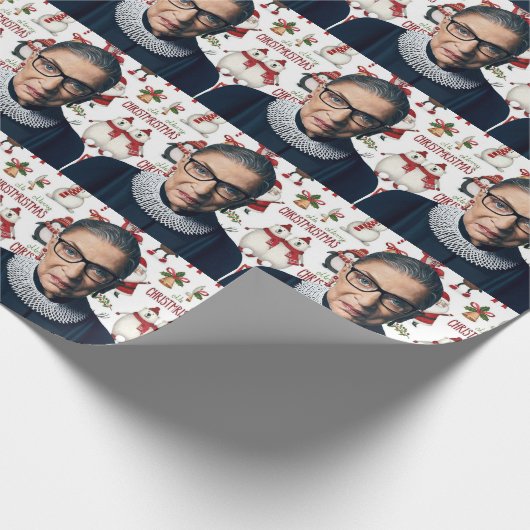 Ruth Bader Ginsburg kerstpatroon Cadeaupapier (Hoek)
