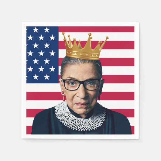 Ruth Bader Ginsburg kroon en Amerikaanse vlag Servet (Voorkant)