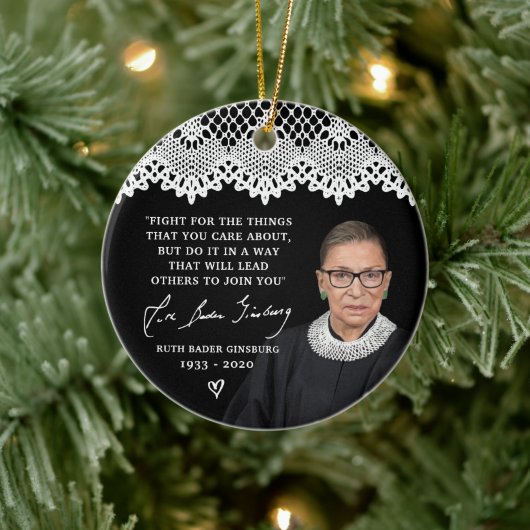 Ruth Bader Ginsburg Lace Collar RBG kerstboom Keramisch Ornament (Boom)