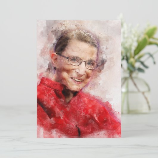 Ruth Bader Ginsburg Lachende Waterverf Portret R Bedankkaart (Staand voorkant)