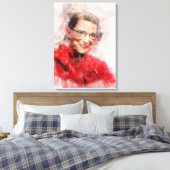 Ruth Bader Ginsburg Lachende Waterverf Portret R Canvas Afdruk (Insitu (Slaapkamer))