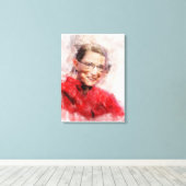 Ruth Bader Ginsburg Lachende Waterverf Portret R Canvas Afdruk (Insitu (Houten vloer))