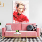 Ruth Bader Ginsburg Lachende Waterverf Portret R Canvas Afdruk (Insitu (Woonkamer))
