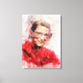 Ruth Bader Ginsburg Lachende Waterverf Portret R Canvas Afdruk (Voorkant)