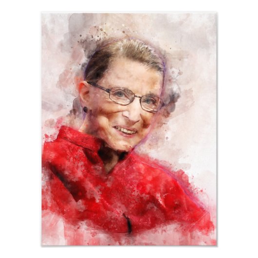 Ruth Bader Ginsburg Lachende Waterverf Portret R Foto Afdruk (Voorkant)