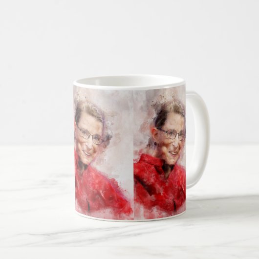 Ruth Bader Ginsburg Lachende Waterverf Portret R Koffiemok (Voorkant rechts)