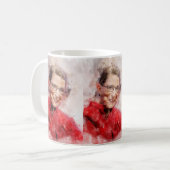 Ruth Bader Ginsburg Lachende Waterverf Portret R Koffiemok (Voorkant links)