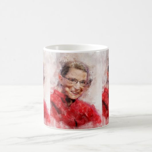 Ruth Bader Ginsburg Lachende Waterverf Portret R Koffiemok (Center)