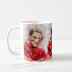 Ruth Bader Ginsburg Lachende Waterverf Portret R Koffiemok