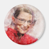 Ruth Bader Ginsburg Lachende Waterverf Portret R Magneet (Voorkant)