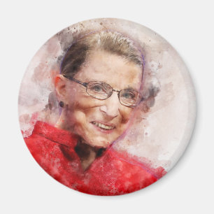 Ruth Bader Ginsburg Lachende Waterverf Portret R Magneet