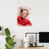 Ruth Bader Ginsburg Lachende Waterverf Portret R Poster (Thuiskantoor)