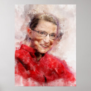Ruth Bader Ginsburg Lachende Waterverf Portret R Poster