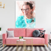 Ruth Bader Ginsburg Lachende Waterverf Portret T Canvas Afdruk (Insitu (Woonkamer))
