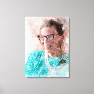 Ruth Bader Ginsburg Lachende Waterverf Portret T Canvas Afdruk