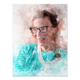 Ruth Bader Ginsburg Lachende Waterverf Portret T Foto Afdruk
