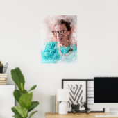 Ruth Bader Ginsburg Lachende Waterverf Portret T Poster (Thuiskantoor)