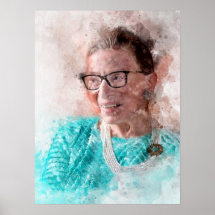 Ruth Bader Ginsburg Lachende Waterverf Portret T Poster