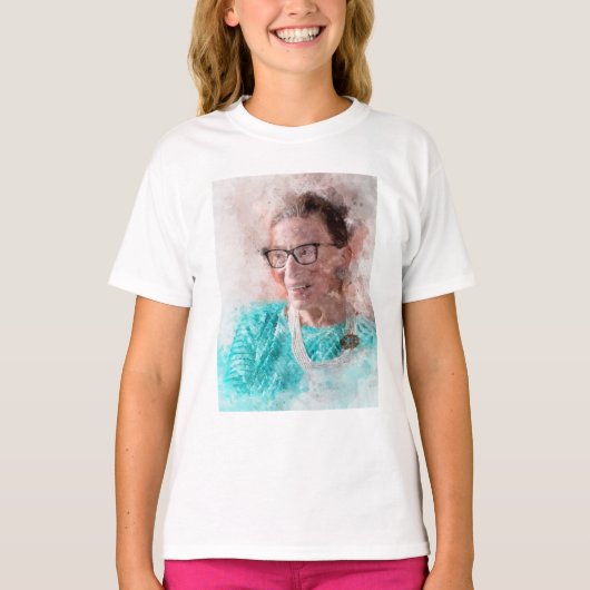 Ruth Bader Ginsburg Lachende Waterverf Portret T T-shirt (Voorkant)