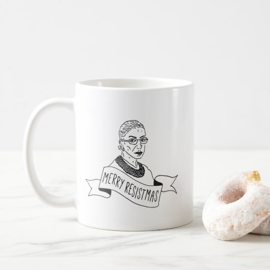 Ruth Bader Ginsburg Merry Resistmas Mok (Met donut)