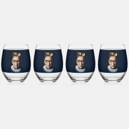 Ruth Bader Ginsburg met Gold Crown Wijnglas Zonder Voet