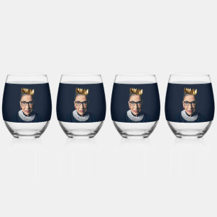Ruth Bader Ginsburg met Gold Crown Wijnglas Zonder Voet