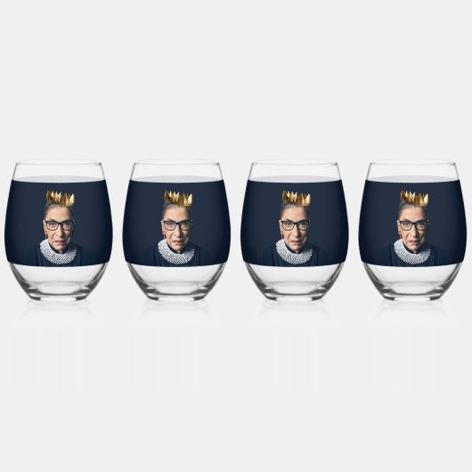 Ruth Bader Ginsburg met Gold Crown Wijnglas Zonder Voet (Voorkant)