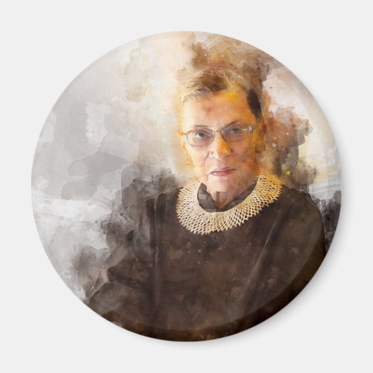 Ruth Bader Ginsburg met rechter Robe Portret Magneet (Voorkant)